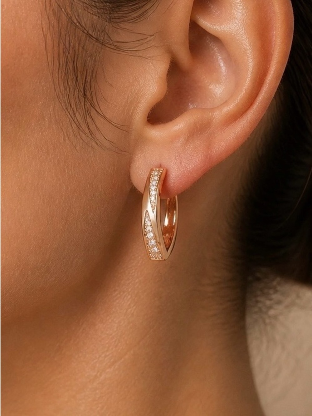 14K Gold‑Filled Pave of VVS CZ Huggies — 22mm x 14mm